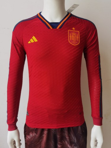 2022 Spain Home Player Version long sleeve Jersey