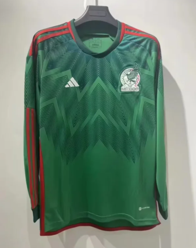 2022 Mexico Home Green Fans Long Sleeve Jersey