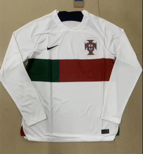 2022 Portugal Away White Long Sleeve Fans Jersey