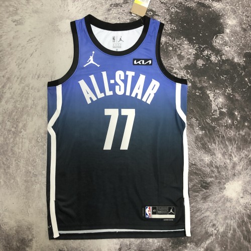 2023 NBA All Star Blue  77#DONCIC Hot Pressed Jersey