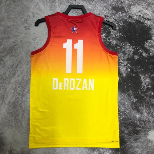 2023 NBA All Star Yellow  11#DeROZAN  Hot Pressed Jersey