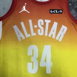 2023 NBA All Star Yellow  34#ANTETOKOUNMPO  Hot Pressed Jersey