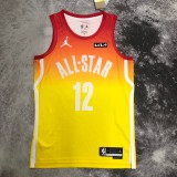 2023 NBA All Star Yellow  12#MORANT  Hot Pressed Jersey