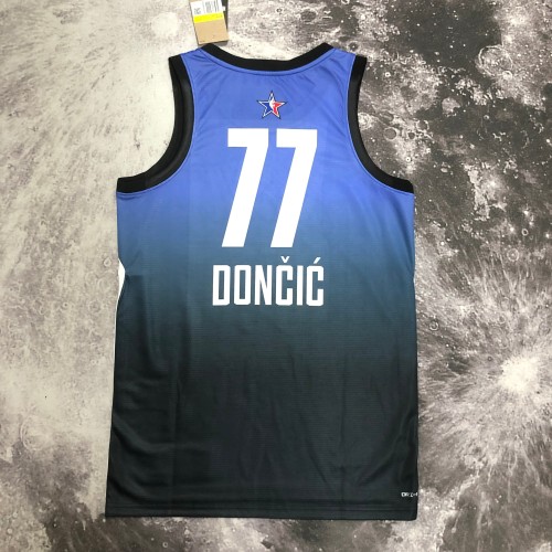 2023 NBA All Star Blue  77#DONCIC Hot Pressed Jersey