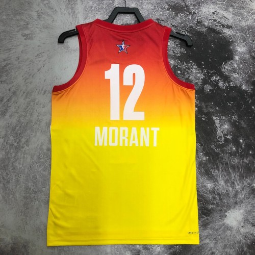 2023 NBA All Star Yellow  12#MORANT  Hot Pressed Jersey