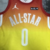 2023 NBA All Star Yellow  0#LILLARD  Hot Pressed Jersey