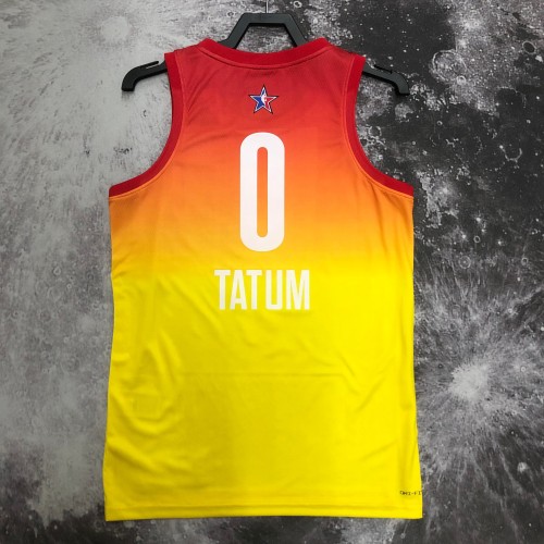 2023 NBA All Star Yellow  0#TATUM  Hot Pressed Jersey