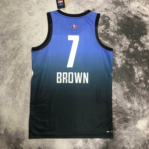 2023 NBA All Star Blue 7#BROWN  Hot Pressed Jersey