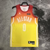 2023 NBA All Star Yellow  0#LILLARD  Hot Pressed Jersey
