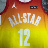 2023 NBA All Star Yellow  12#MORANT  Hot Pressed Jersey