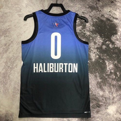 2023 NBA All Star Blue 0#HALIBURTON  Hot Pressed Jersey