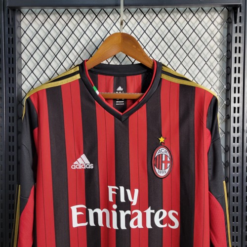13-14 AC Milan Home Retro Long Sleeve Fans Jersey/13-14 AC米兰主场长袖