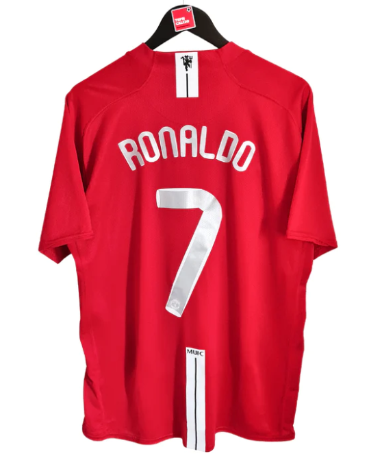 07-08 Manchester United Home Red Retro Long Sleeve Jersey with 7#RONALDO