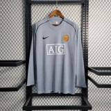 07-08 Manchester United Gray Retro Long Sleeve Jersey/07-08 曼联灰色复古长袖