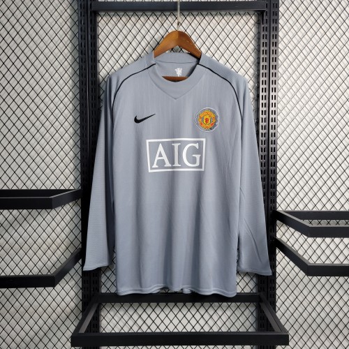 07-08 Manchester United Gray Retro Long Sleeve Jersey