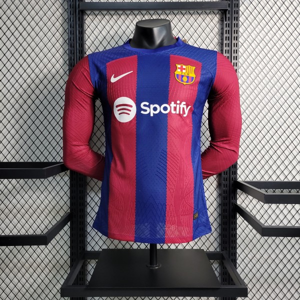 23-24 Barcelona Home Long Sleeve Player Jersey/23-24 巴萨主场长袖球员版