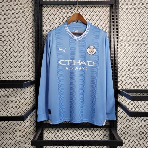 23-24 Manchester City Home Long Sleeve Fans Jersey/23-24 曼城主场长袖球迷版