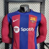 23-24 Barcelona Home Long Sleeve Player Jersey/23-24 巴萨主场长袖球员版