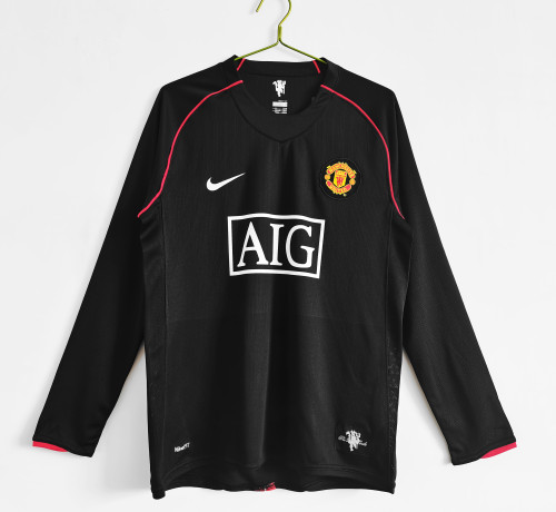 07-08 Manchester United away black Retro Long Sleeve Jersey