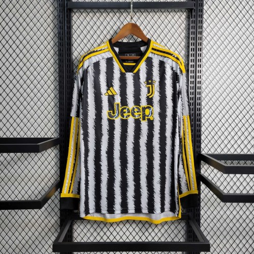 23-24 Juventus Home Long Sleeve Fans Jersey