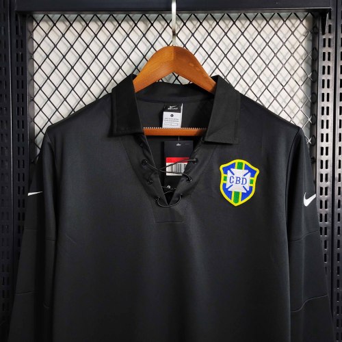 2004 Brazil Black Long Sleeve Retro Jersey
