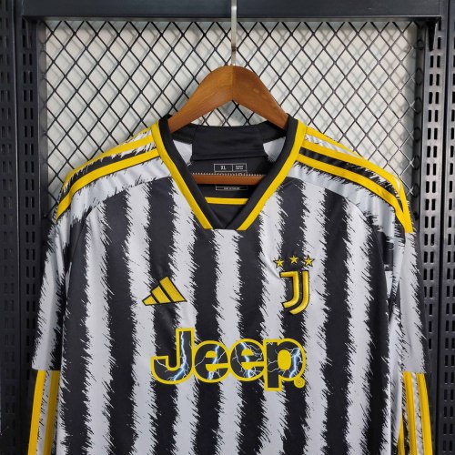 23-24 Juventus Home Long Sleeve Fans Jersey
