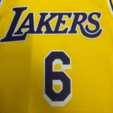 2023 Lakers Yellow 6#JAMES  Hot Pressed Jersey