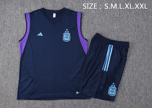 2023 Argentina New Blue Training Vest Suit/2023 阿根廷无袖背心训练服