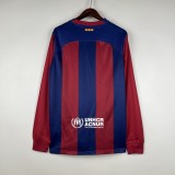 23-24 Barcelona Home Long Sleeve Fans Jersey/23-24 巴萨主场长袖