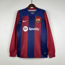 23-24 Barcelona Home Long Sleeve Fans Jersey/23-24 巴萨主场长袖