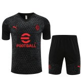 23-24 AC Milan Black Training Short Sleeve Suit