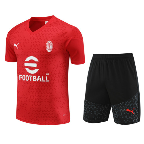 23-24 AC Milan Red Training Short Sleeve Suit