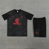 23-24 AC Milan Black Training Short Sleeve Suit