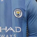 23-24 Manchester City Home Player Long Sleeve Jersey/23-24 曼城主场长袖球员版