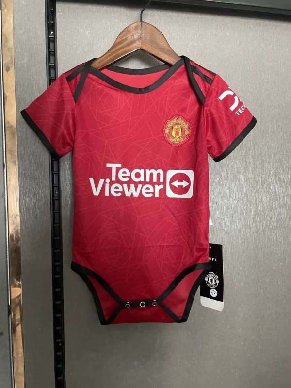 23-24 Manchester United Home Baby crawling suit/23-24 曼联主场婴儿服
