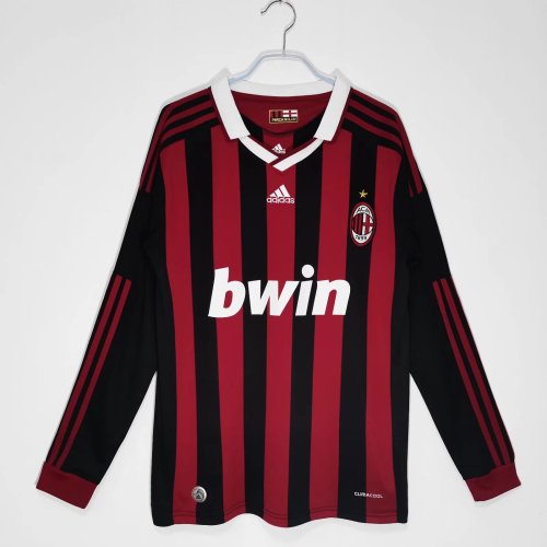 2009-10 AC Milan Home Long Sleeve Retro Jersey/09-10 AC米兰主场长袖