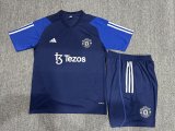 23-24 Manchester United Short Sleeve Training Suit/ 23-24 短袖训练服曼联宝蓝色