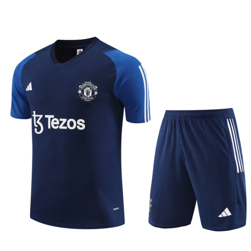 23-24 Manchester United Short Sleeve Training Suit/ 23-24 短袖训练服曼联宝蓝色