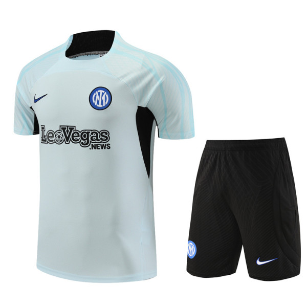 23-24 Inter Milan Short Sleeve Training Suit/ 23-24 短袖训练服国米浅灰色