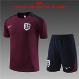 24-25 England Short Sleeve Training Suit/ 24-25 短袖训练服英格兰枣红色
