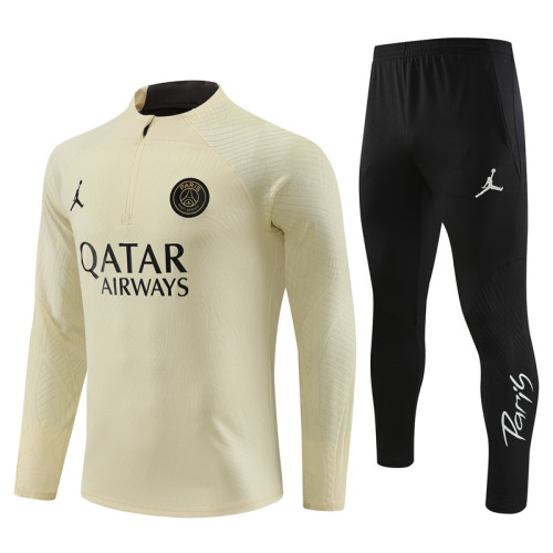 23-24 PSG Player Training Suit/23-24 半拉训练服乔丹巴黎米黄色【球员版】