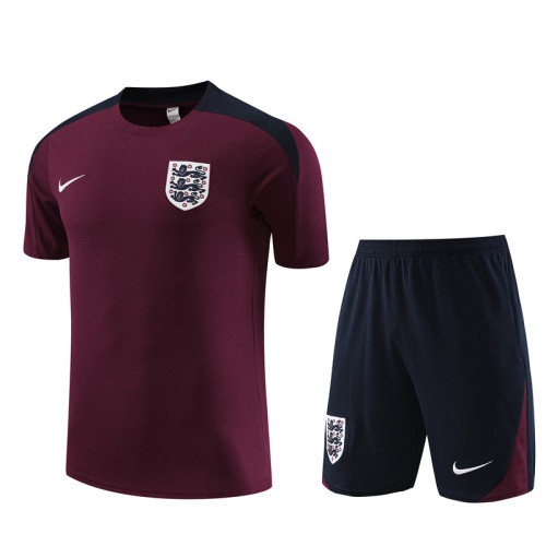 24-25 England Short Sleeve Training Suit/ 24-25 短袖训练服英格兰枣红色