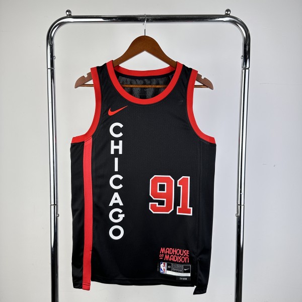 23-24 Chicago Bulls City Edition Dennis Rodman #91 Swingman NBA Jersey/24赛季公牛队城市版91号罗德曼