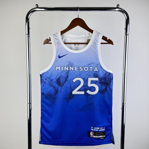 2024 Minnesota Timberwolves City Edition ROSE #25 Swingman NBA Jersey/24赛季森林狼城市版25号罗斯