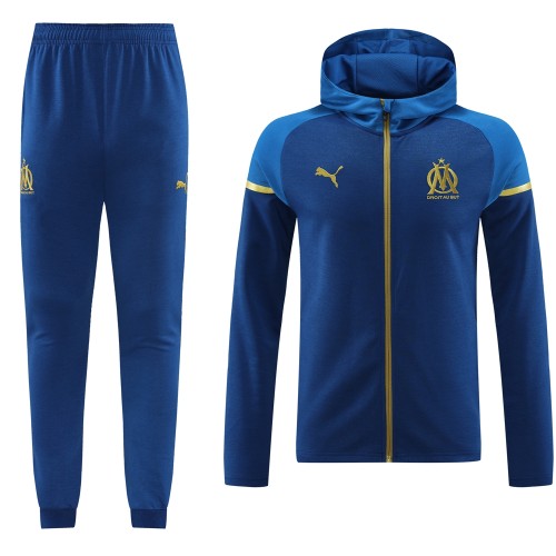 23-24 Olympique Marseille Hooded Jacket Tracksuit/23马赛02彩兰帽衫夹克套装