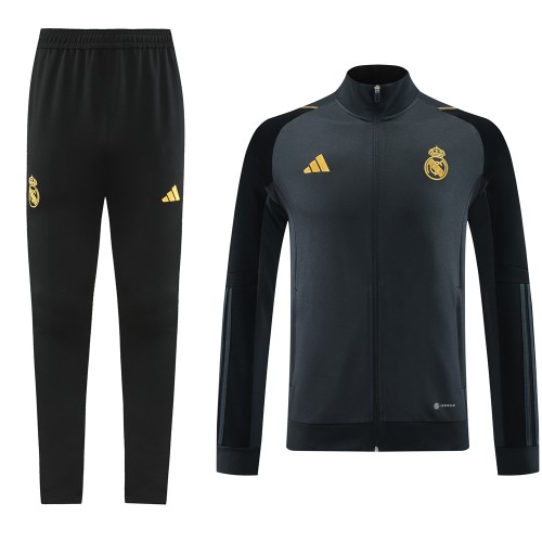 23-24 Real Madrid Jacket Tracksuit/23皇马05深灰夹克套装