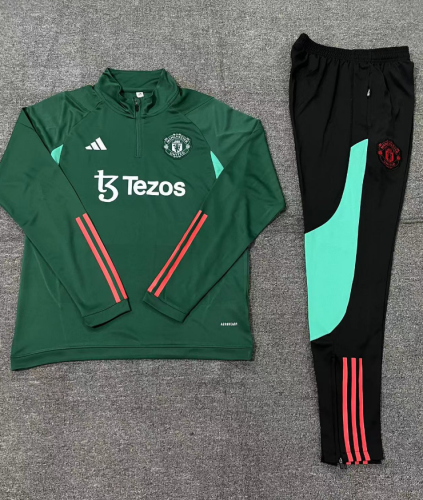 23-24 Manchester United Green Training Suit/23-24曼联绿色半拉训练服