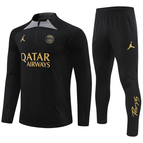 23-24 PSG Black Training Suit/23-24PSG巴黎黑色半拉训练服