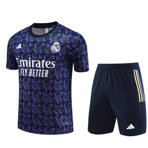 23-24 Real Madrid royal blue Short Sleeve Training Suit/23-24皇马宝蓝色短袖训练服