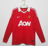 10-11 Manchester United Home Long Sleeve Retro Jersey/10-11曼联主场长袖复古